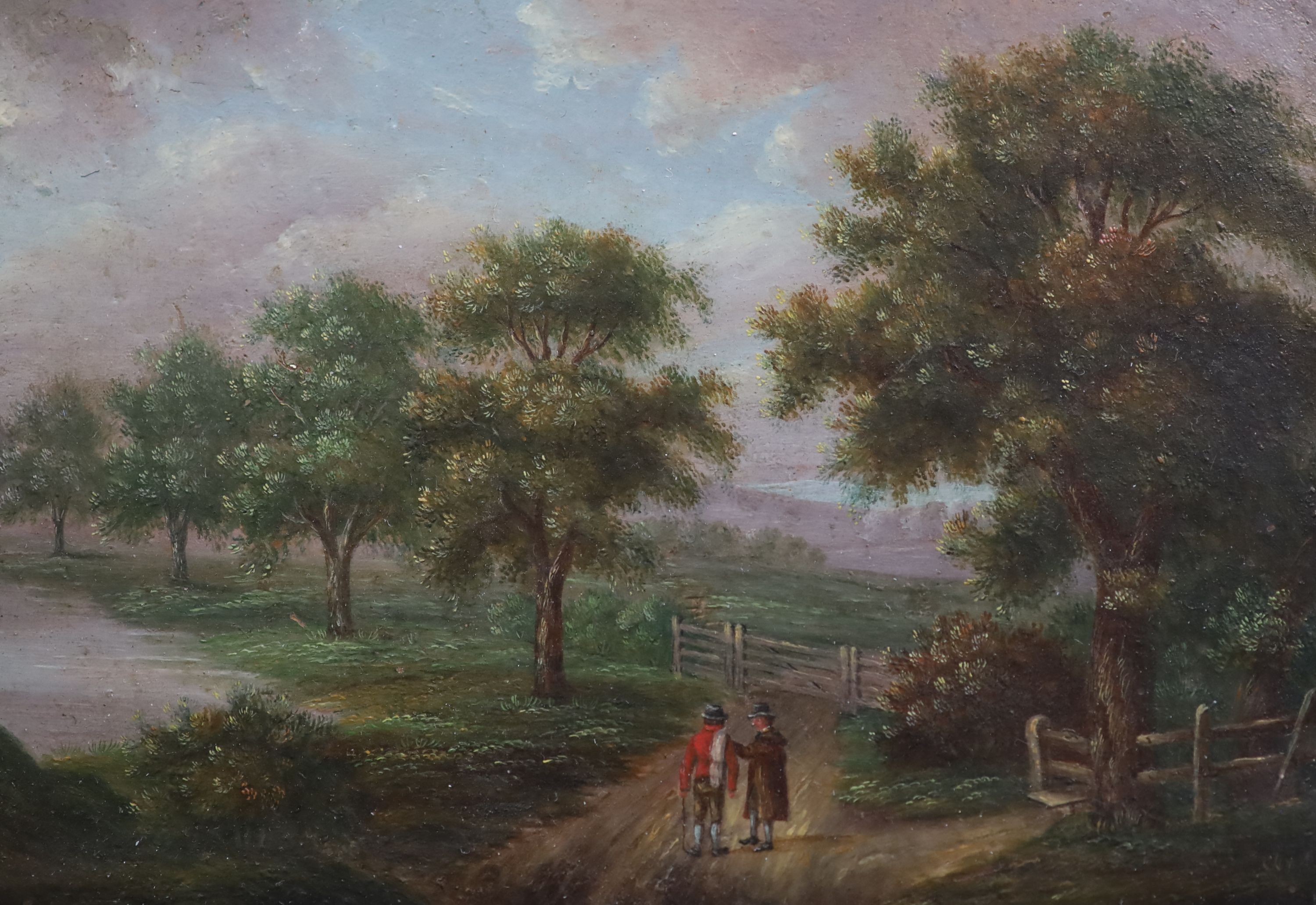 John Joshua Kirby (1716-1774), A Country Walk and A Lift Home, pair of oils on copper, 11 x 15cm